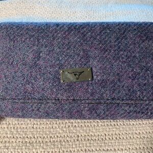 Harris Tweed Wallet/ Clutch W/ Strap / Violet, grey New